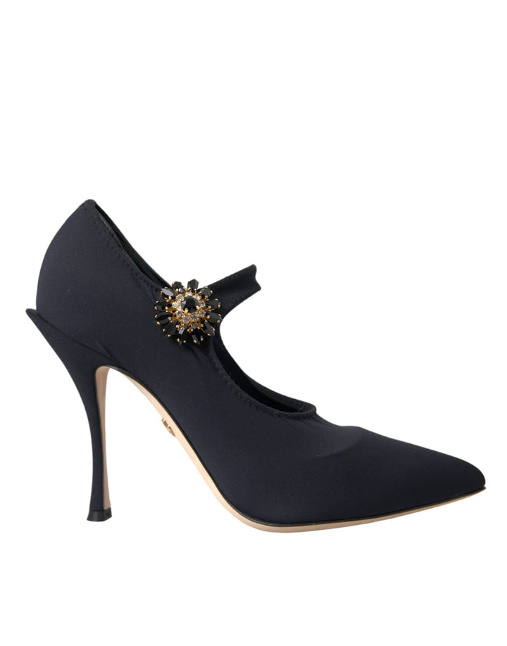 Escarpins Dolce &amp;amp; Gabbana Mary Jane en jersey noir avec cristaux