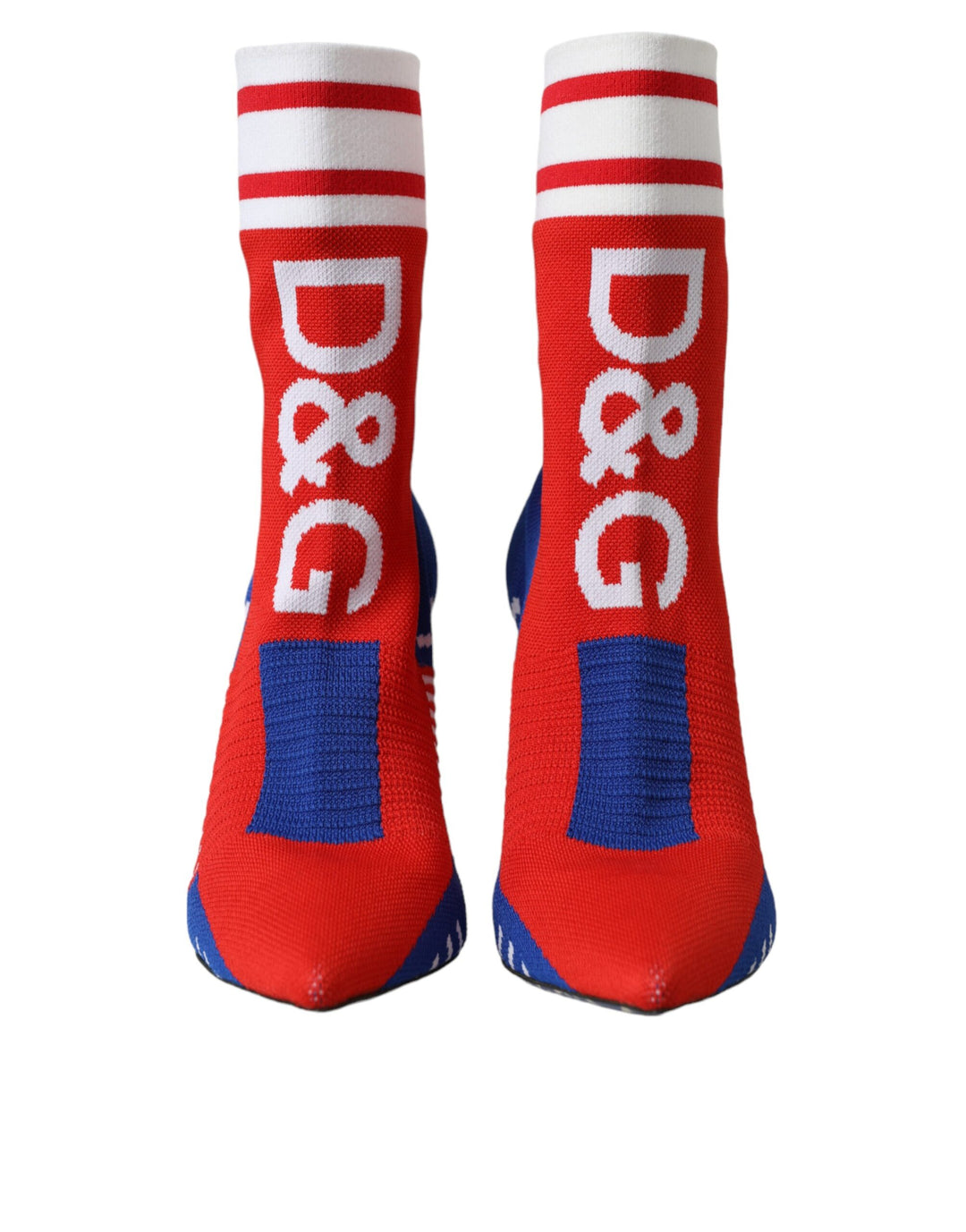 Bottes courtes extensibles rouges et bleues Dolce &amp;amp; Gabbana style chaussettes avec logo