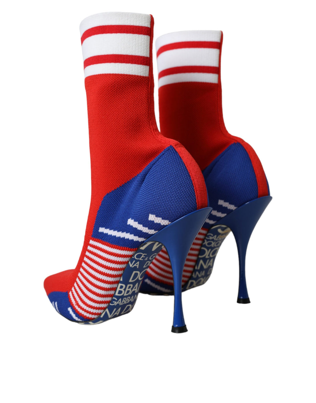 Bottes courtes extensibles rouges et bleues Dolce &amp;amp; Gabbana style chaussettes avec logo