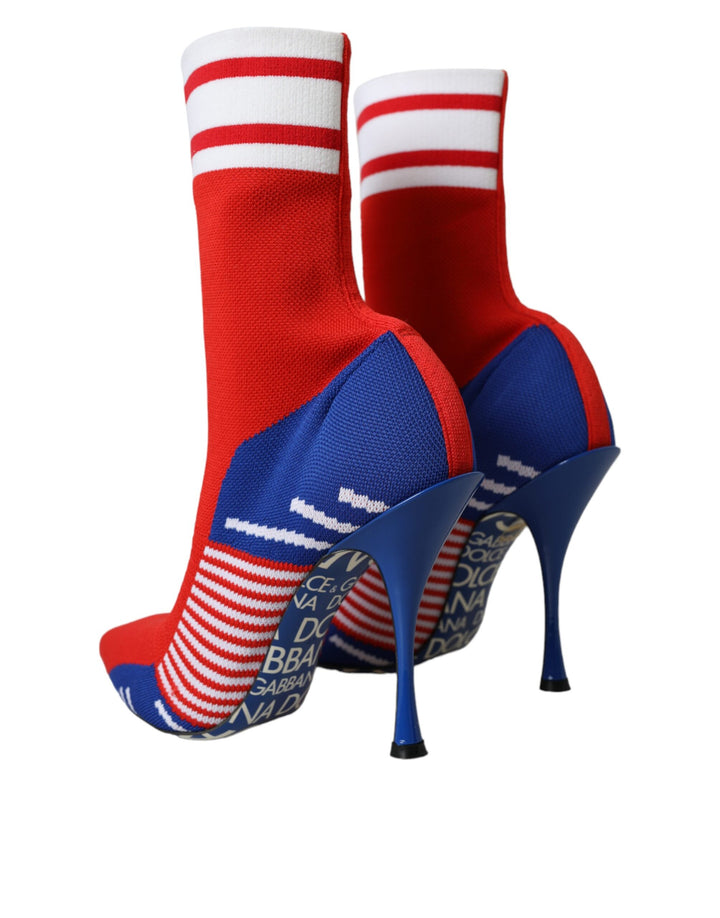 Bottes courtes extensibles rouges et bleues Dolce &amp;amp; Gabbana style chaussettes avec logo
