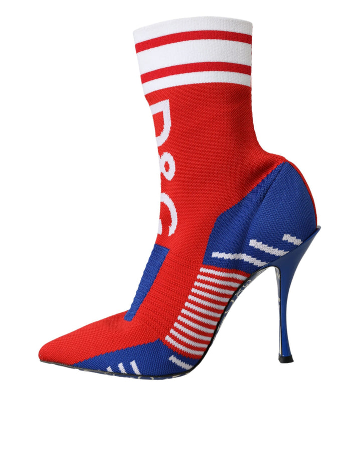 Bottes courtes extensibles rouges et bleues Dolce &amp;amp; Gabbana style chaussettes avec logo