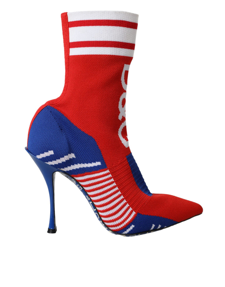 Bottes courtes extensibles rouges et bleues Dolce &amp;amp; Gabbana style chaussettes avec logo