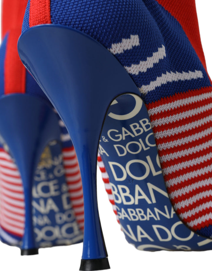 Bottes courtes extensibles rouges et bleues Dolce &amp;amp; Gabbana style chaussettes avec logo