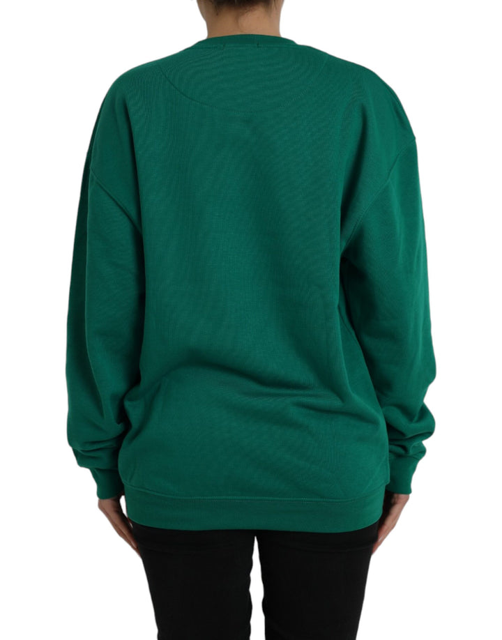 Pull à manches longues en coton vert imprimé logo Philippe Model
