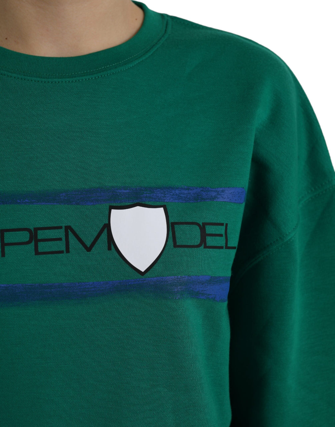 Pull à manches longues en coton vert imprimé logo Philippe Model