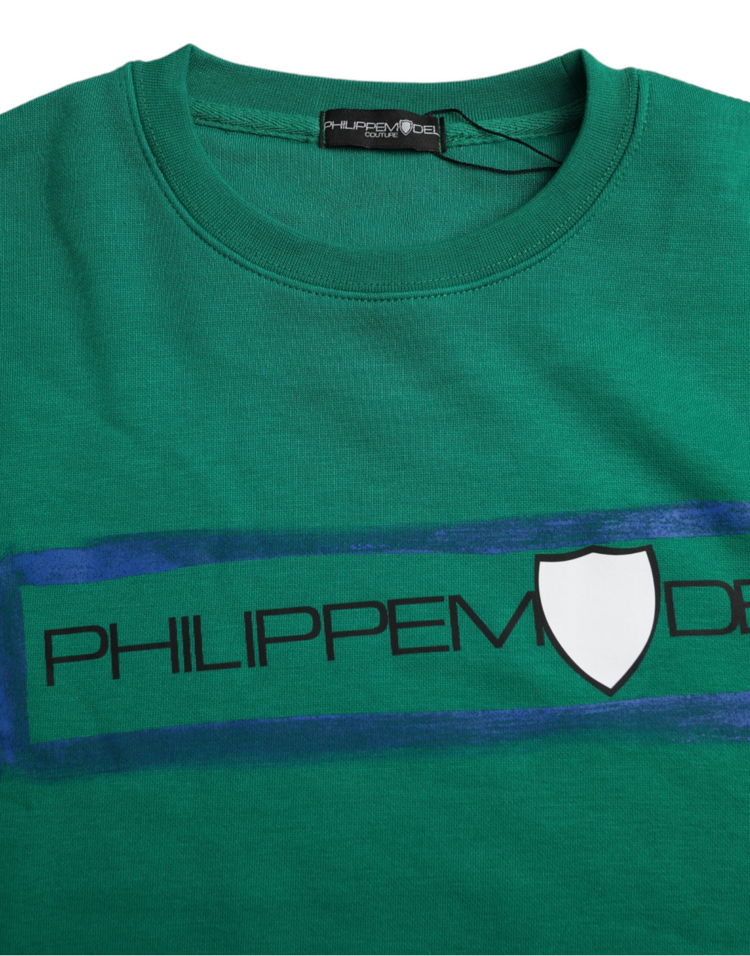 Pull à manches longues en coton vert imprimé logo Philippe Model