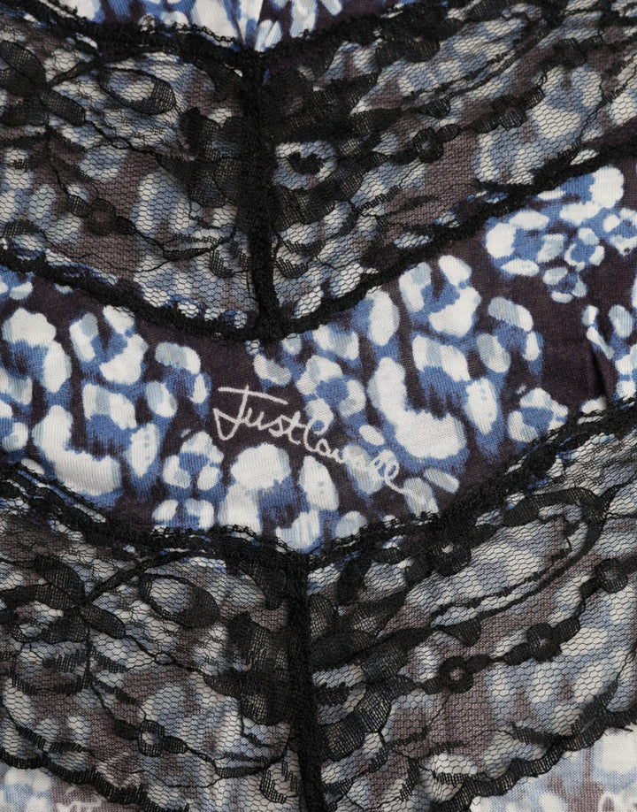 Chemisier à manches longues en dentelle florale bleue Just Cavalli