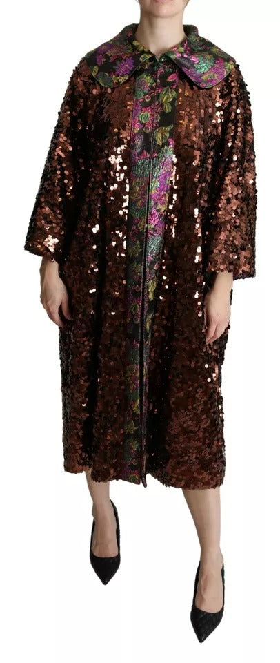 Abrigo largo con lentejuelas multicolor de Dolce &amp;amp; Gabbana y chaqueta de jacquard