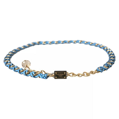 Cinturón de cadena de latón dorado trenzado azul de Dolce &amp; Gabbana