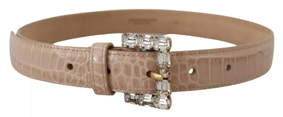 Ceinture Dolce &amp; Gabbana en cuir beige avec boucle en cristal pour femme