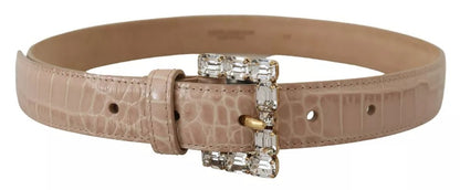 Ceinture Dolce &amp; Gabbana en cuir beige avec boucle en cristal pour femme