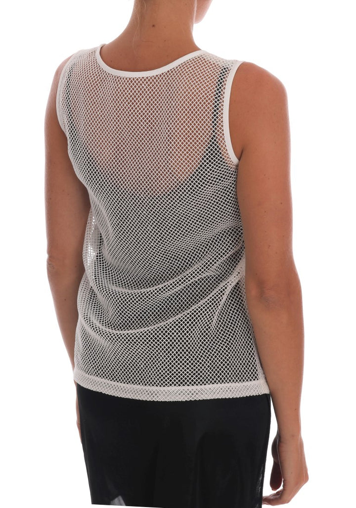 Dolce &amp; Gabbana White Net Tank Transparent Top