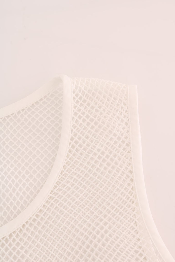 Dolce &amp; Gabbana White Net Tank Transparent Top