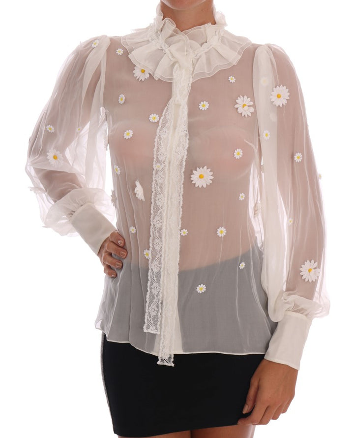 Blusa Daisy Dream de seda blanca de Dolce Gabbana