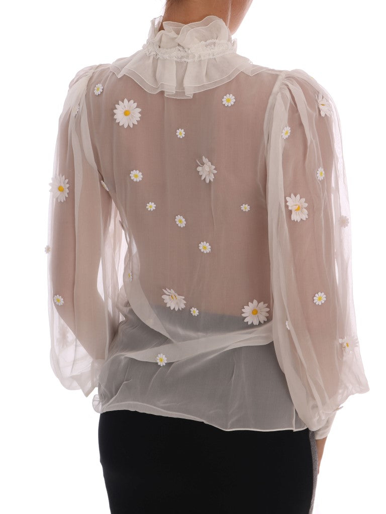 Blusa Daisy Dream de seda blanca de Dolce Gabbana
