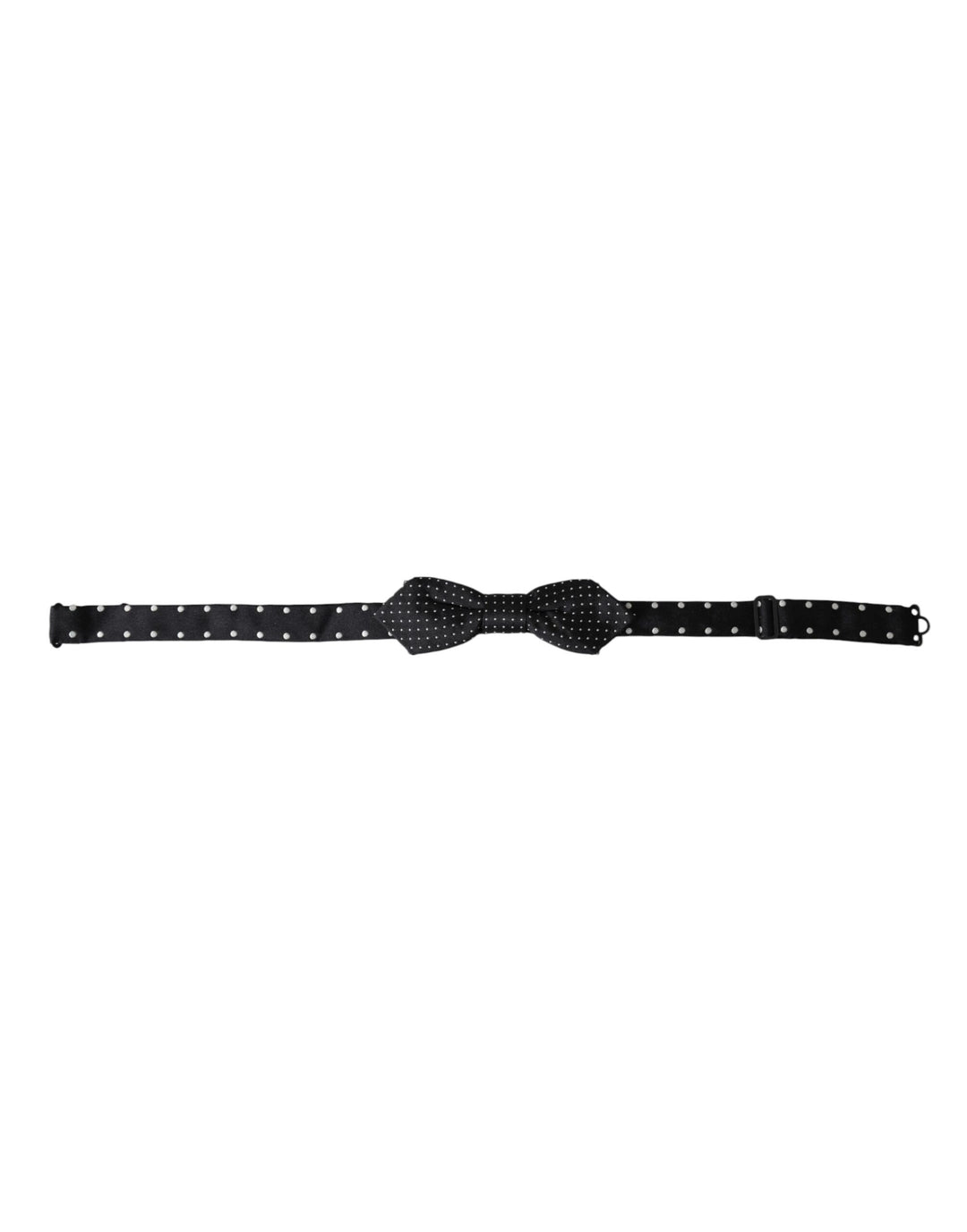 Dolce &amp; Gabbana Black Silk Polka Dot Adjustable Neck Men Papillon Bow Tie