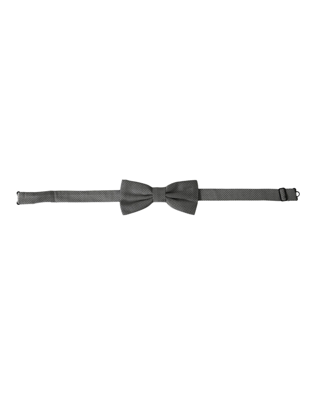 Dolce &amp; Gabbana Gray Silk Patterned Adjustable Neck Men Papillon Bow Tie