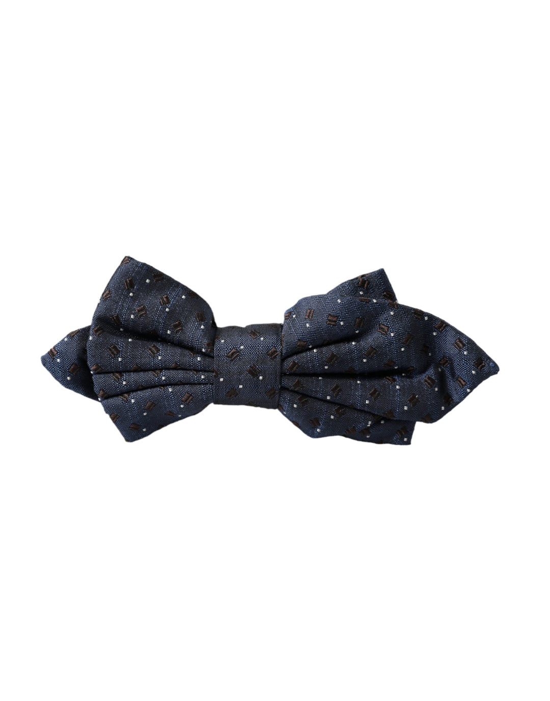 Dolce &amp; Gabbana Navy Blue Silk Patterned Adjustable Men Papillon Bow Tie