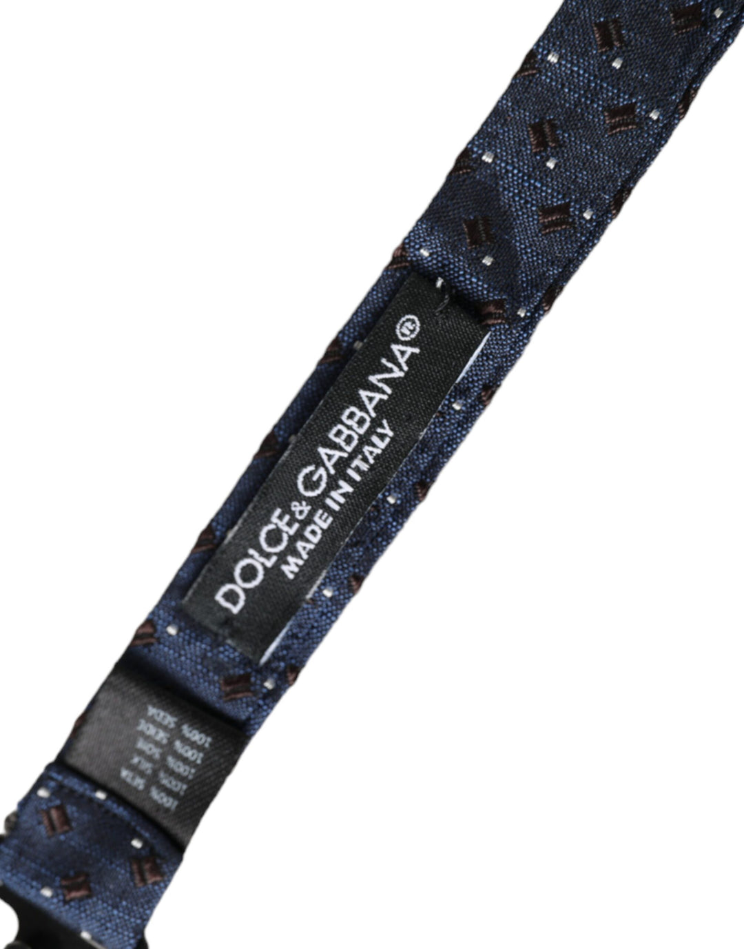 Dolce &amp; Gabbana Navy Blue Silk Patterned Adjustable Men Papillon Bow Tie