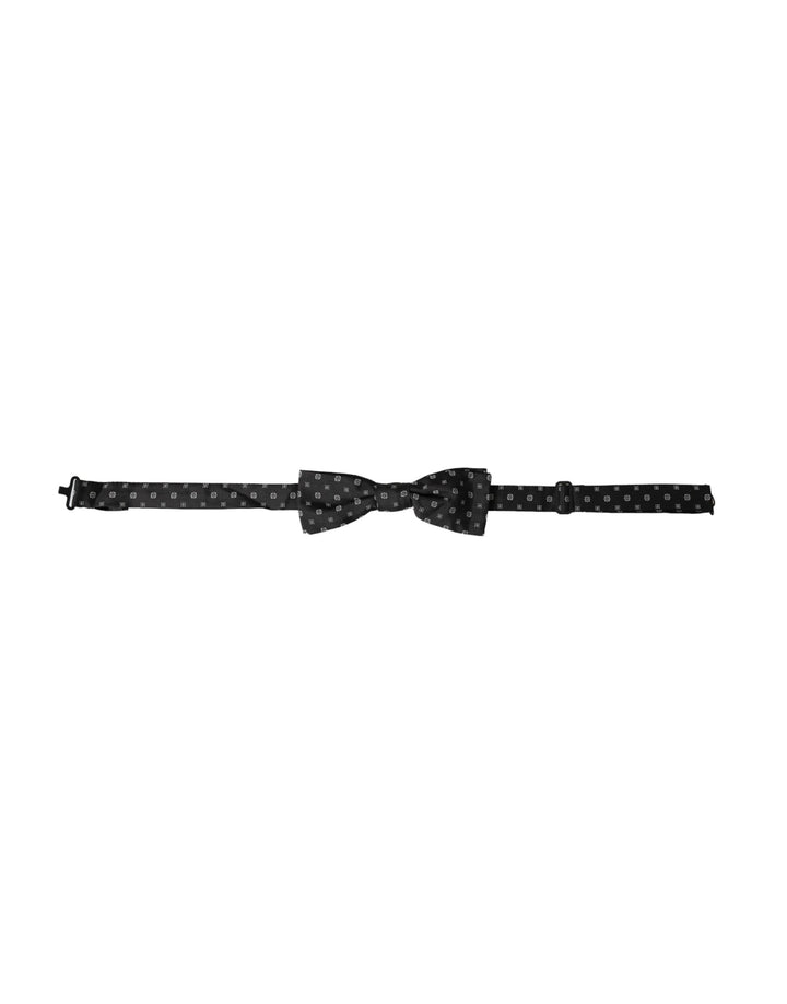 Dolce &amp; Gabbana Dark Gray Silk Fantasy Adjustable Neck Men Papillon Bow Tie