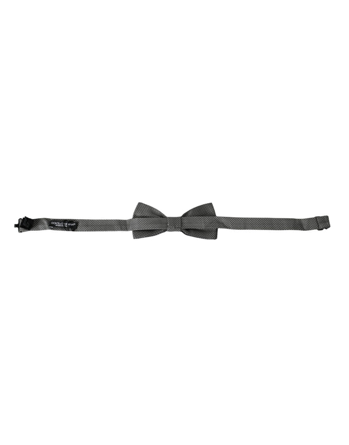 Dolce &amp; Gabbana Gray Silk Patterned Adjustable Neck Men Bow Tie