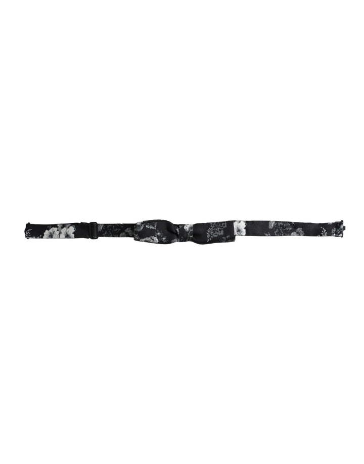 Nœud papillon ajustable en soie noire à fleurs Dolce &amp;amp; Gabbana pour homme