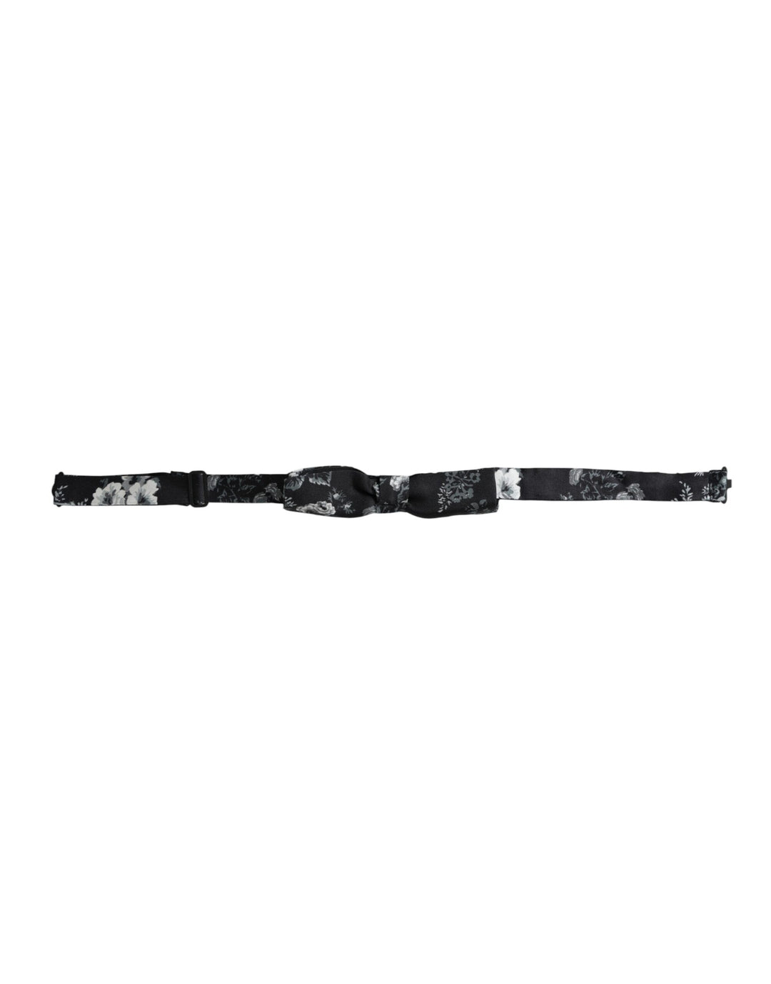 Dolce &amp; Gabbana Dark Gray Floral Silk Adjustable Neck Men Bow Tie