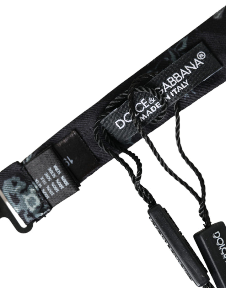 Nœud papillon ajustable en soie noire à fleurs Dolce &amp;amp; Gabbana pour homme