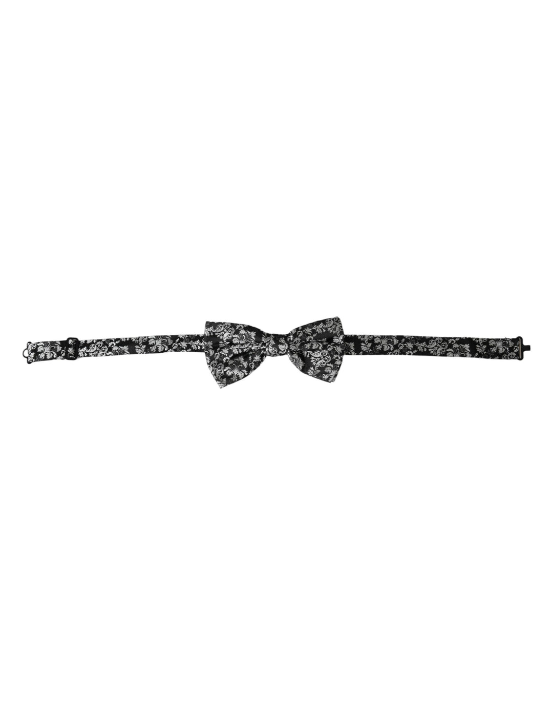 Dolce &amp; Gabbana Dark Gray Floral Silk Adjustable Neck Men Bow Tie