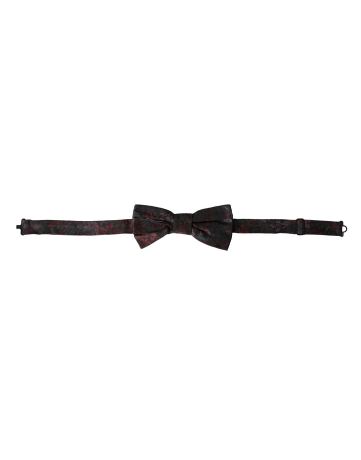 Dolce &amp; Gabbana Dark Gray Floral Adjustable Neck Men Bow Tie