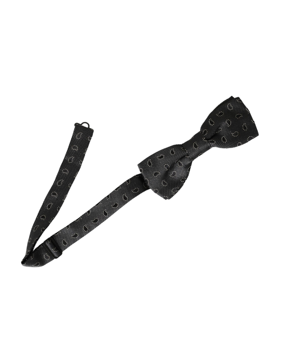 Dolce &amp; Gabbana Dark Gray Silk Patterned Adjustable Neck Men Bow Tie