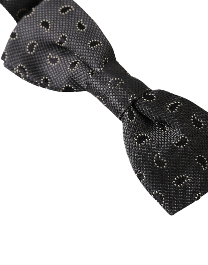 Pajarita ajustable para hombre de seda negra con estampado de Dolce &amp;amp; Gabbana