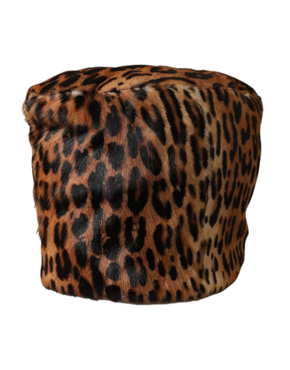 Sombrero de pescador de piel de leopardo marrón para mujer de Dolce &amp; Gabbana