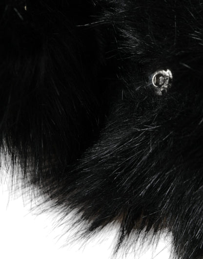 Chapeau enveloppant en fausse fourrure noire Dolce &amp; Gabbana
