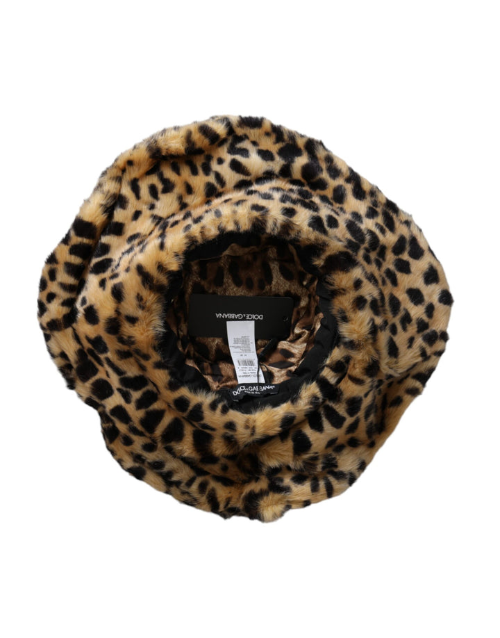 Sombrero de pescador de piel de leopardo marrón para mujer de Dolce &amp;amp; Gabbana