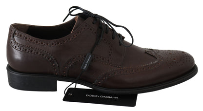 Dolce &amp; Gabbana Élégantes Derby Brogues en Cuir Marron