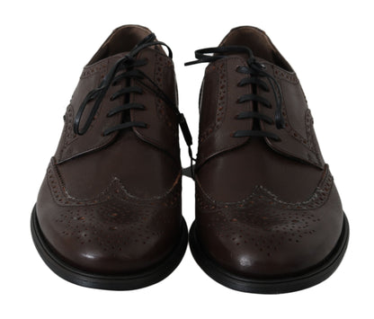 Dolce & Gabbana Brown Leather Brogue Derby Dress Shoes