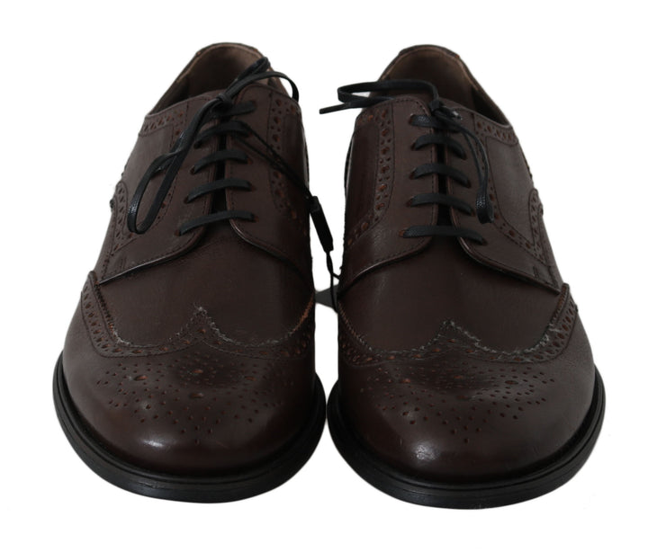 Dolce & Gabbana Brown Leather Brogue Derby Dress Shoes