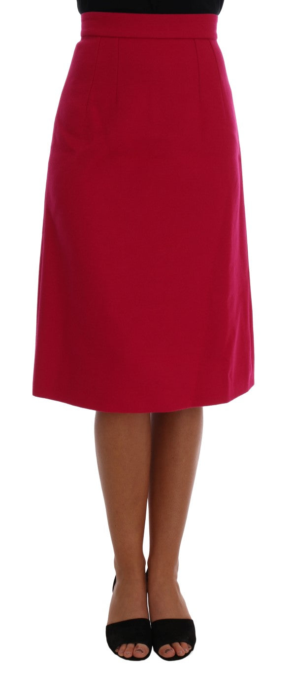 Jupe trapèze longueur genou en laine rose élégante Dolce &amp;amp; Gabbana