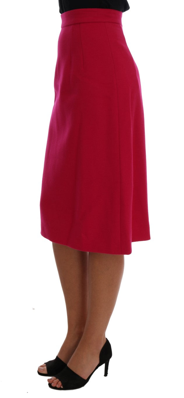 Jupe trapèze longueur genou en laine rose élégante Dolce &amp;amp; Gabbana