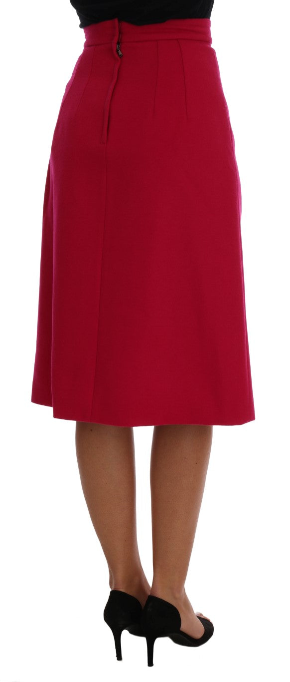 Jupe trapèze longueur genou en laine rose élégante Dolce &amp;amp; Gabbana