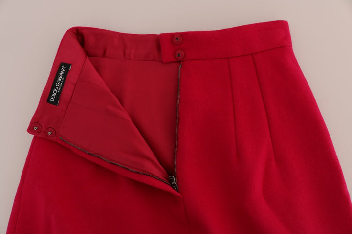 Jupe trapèze longueur genou en laine rose élégante Dolce &amp;amp; Gabbana