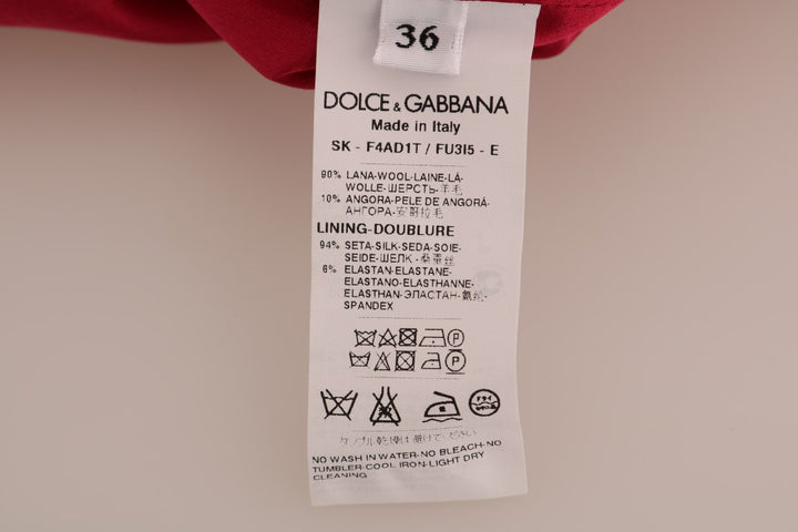 Jupe trapèze longueur genou en laine rose élégante Dolce &amp;amp; Gabbana