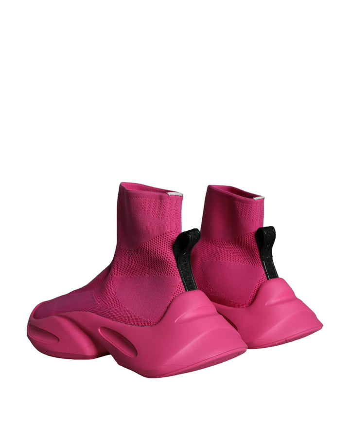 Zapatillas deportivas con calcetines sin cordones y estampado del logotipo en rosa de Dolce &amp; Gabbana