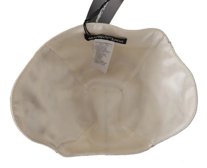 Sombrero con broche de camafeo bordado de lana blanca y negra de Dolce &amp; Gabbana