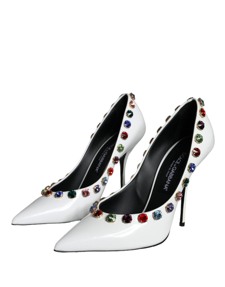 Escarpins à talons hauts Dolce &amp;amp; Gabbana en cuir blanc avec cristaux