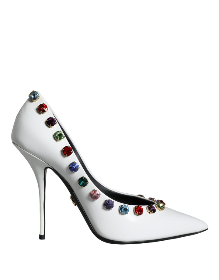 Escarpins à talons hauts Dolce &amp;amp; Gabbana en cuir blanc avec cristaux