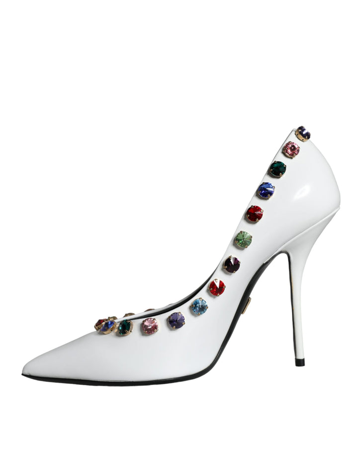 Escarpins à talons hauts Dolce &amp;amp; Gabbana en cuir blanc avec cristaux