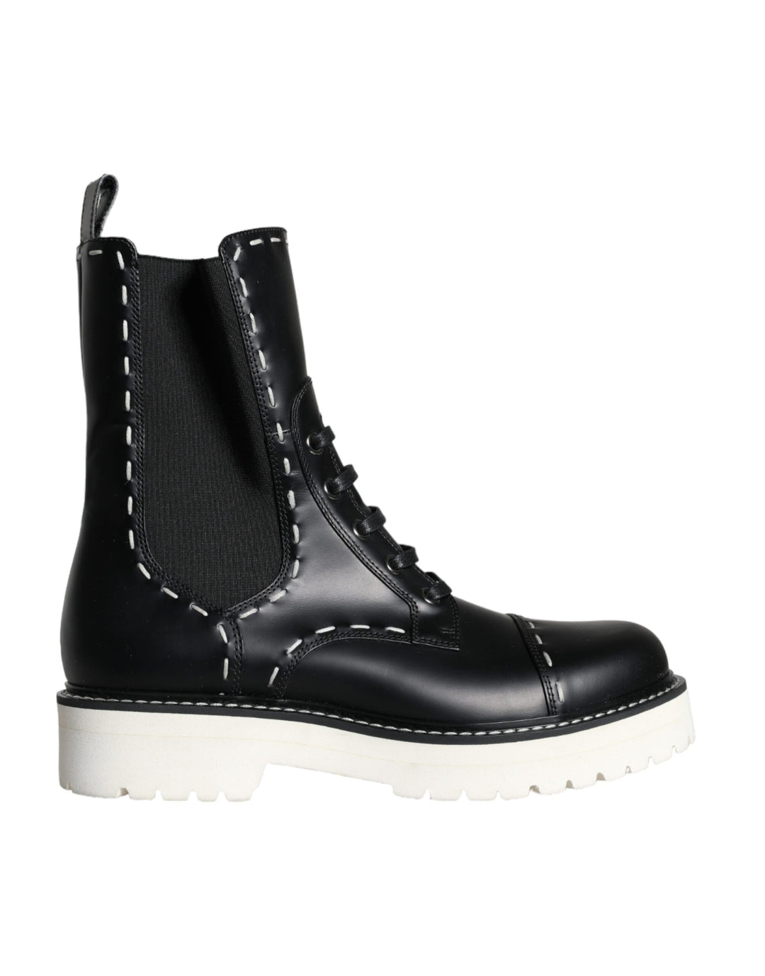 Bottes mi-mollet en cuir noir Dolce &amp;amp; Gabbana