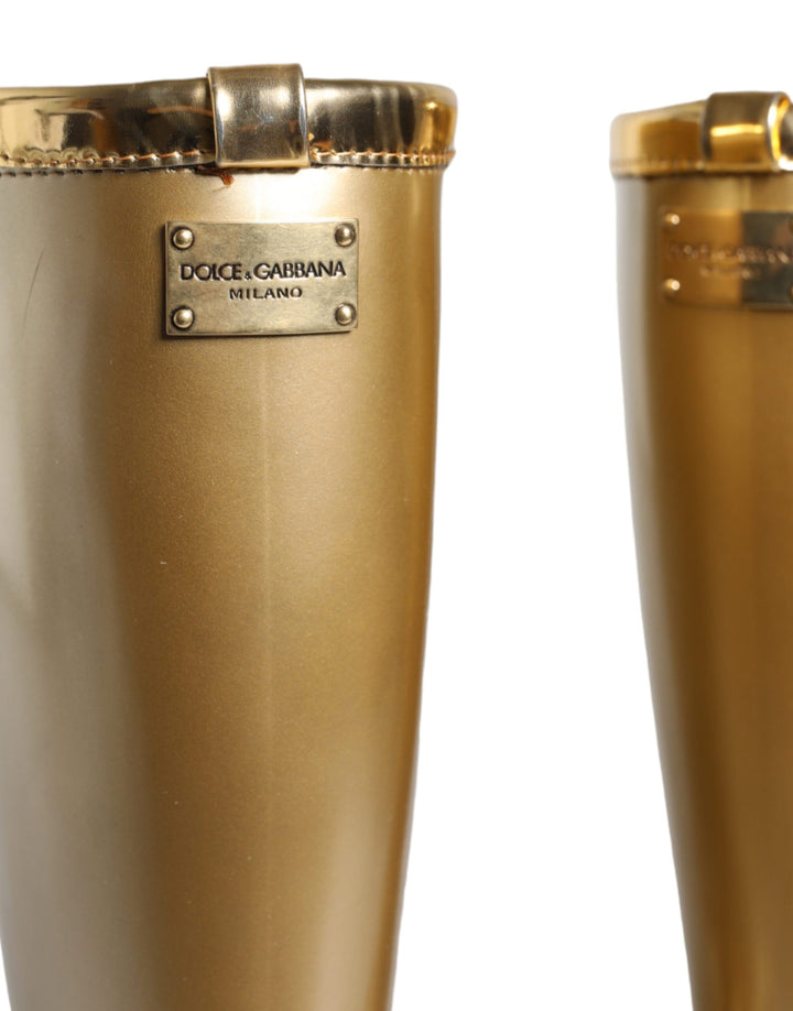 Botas de lluvia de PVC y goma doradas metalizadas de Dolce &amp;amp; Gabbana